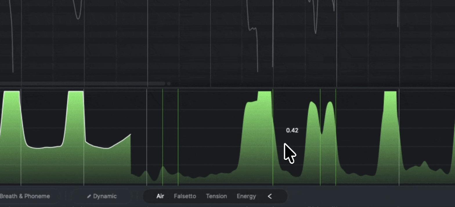 The Advanced tab with Air, Falsetto, Tension and Energy