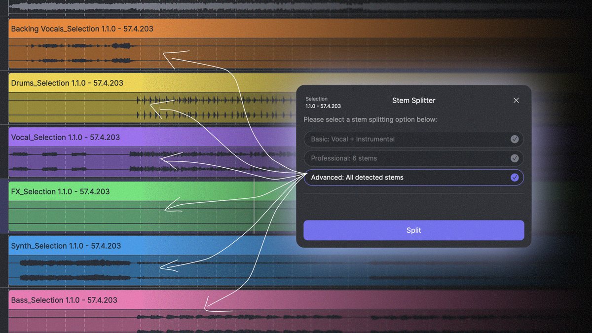 ACE StudioのStem Splitterの画面。分離モードを3種類から選べる