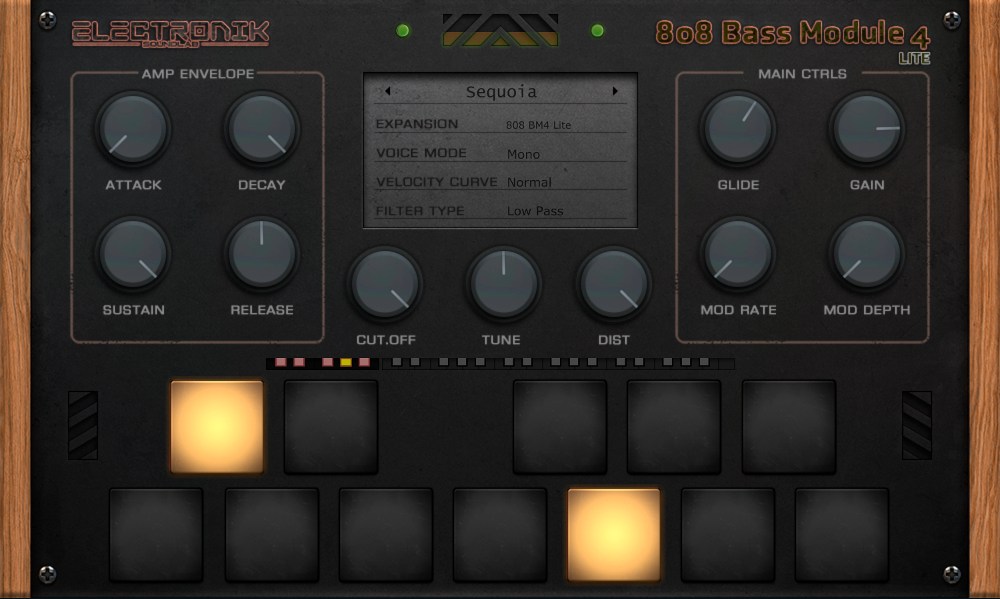 Electronik Sound Lab 808 Bass Module 4 Lite のプラグイン画面
